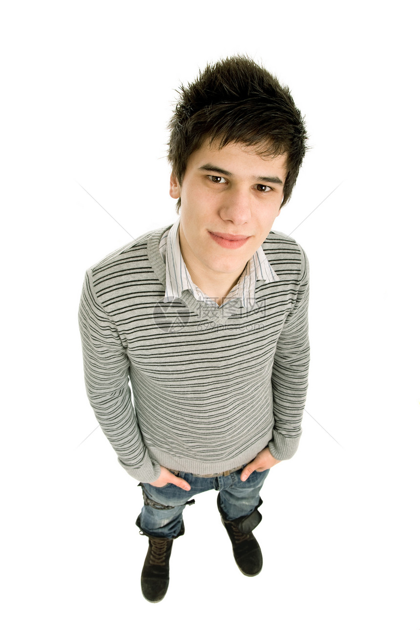 随意的男生青年衣服情感男性伙计衬衫恐惧白色学生图片