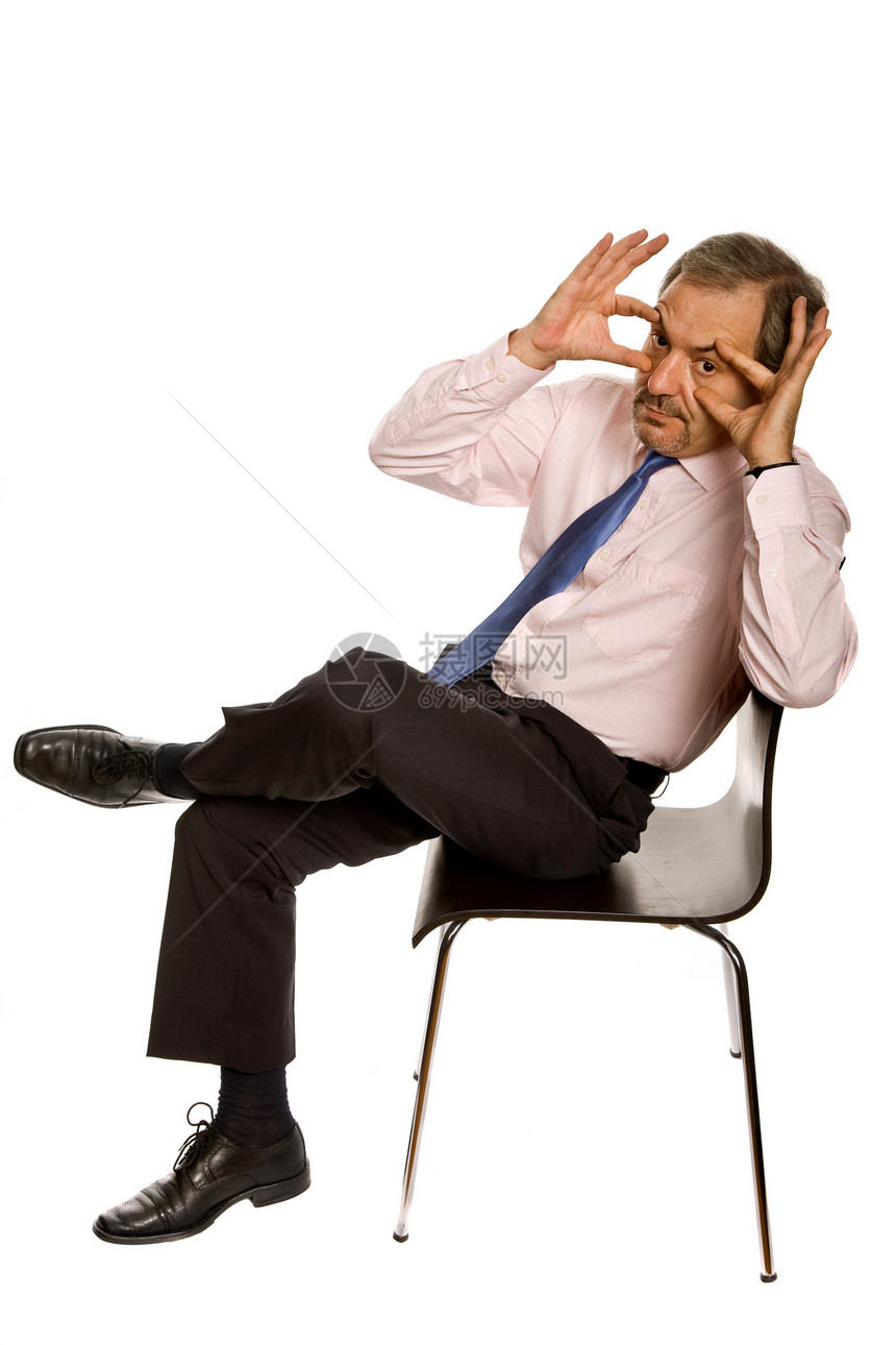 商务人士男性身体管理人员套装办公室沉思商务椅子工作衬衫图片