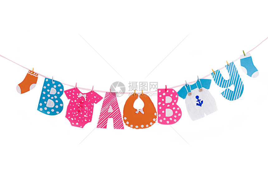加兰加兰配有婴儿淋浴用布和字母元素童年庆典孩子男生乡村手工丝带女孩粉色蓝色图片