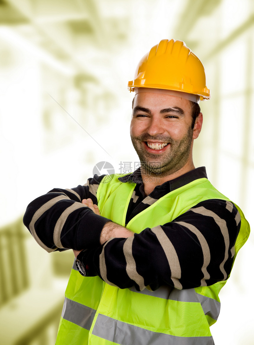 搞笑建设者安全帽贸易承包商工会技术员服务建筑男性领班图片