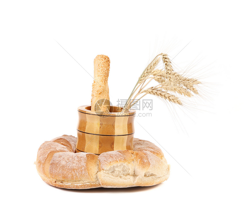各种健康面包的构成小麦种子耳朵化合物杂货店糕点碳水纤维食物营养图片