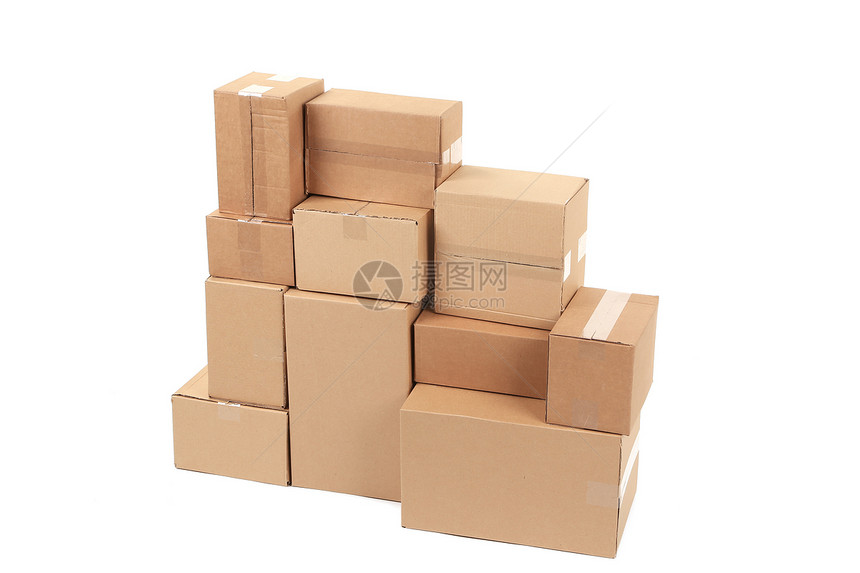 堆叠的纸箱纸板店铺环境车厢标签办公室纸盒产品运输贮存图片