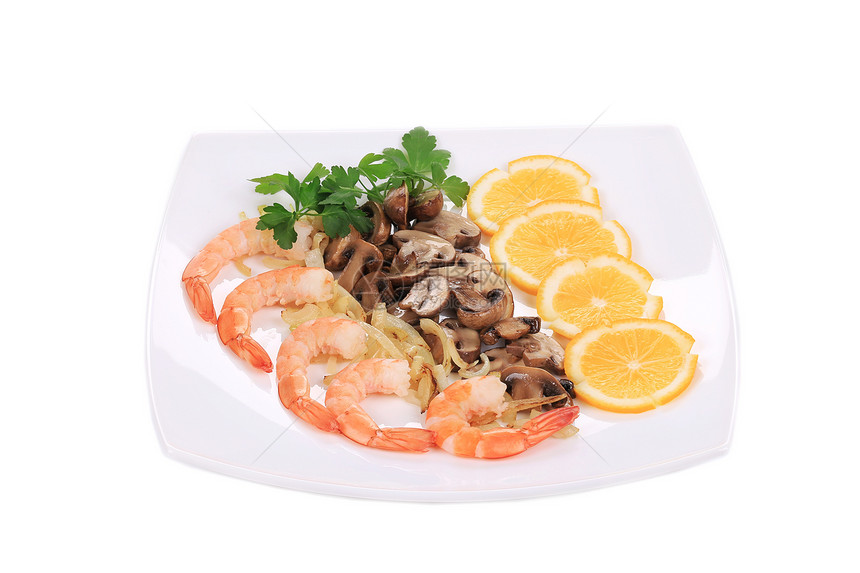 虾沙拉加蘑菇厨房阴影甲壳贝类食物动物香菜美食洋葱海鲜图片