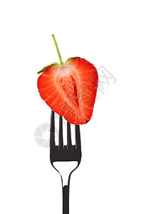 叉子上的新鲜大草莓背景图片