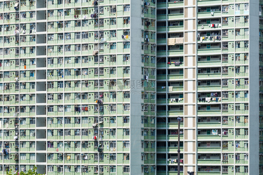 香港的公屋财产城市住房公寓民众窗户住宅建筑人群图片