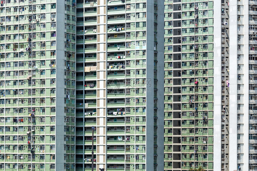 香港的公屋财产城市建筑住宅人群窗户家庭住房公寓房子图片