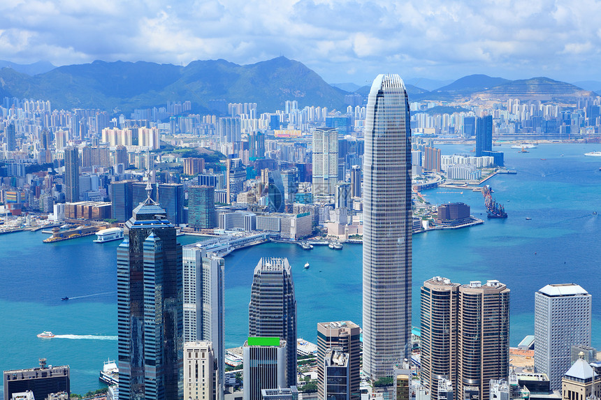 香港市风景市中心天际城市顶峰摩天大楼建筑办公室港口商业景观图片