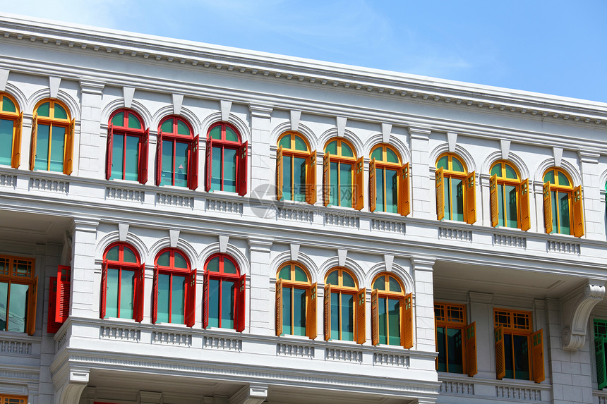 新加坡遗产结构新加坡窗户框架码头房子店铺红色快门建筑建筑学古董图片