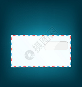 电子明信片蓝色背景的单一封闭信封插画