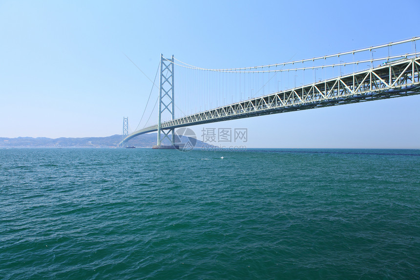日本的桥海峡天空淡路海岸线天际海岸支撑电缆海景建筑学图片