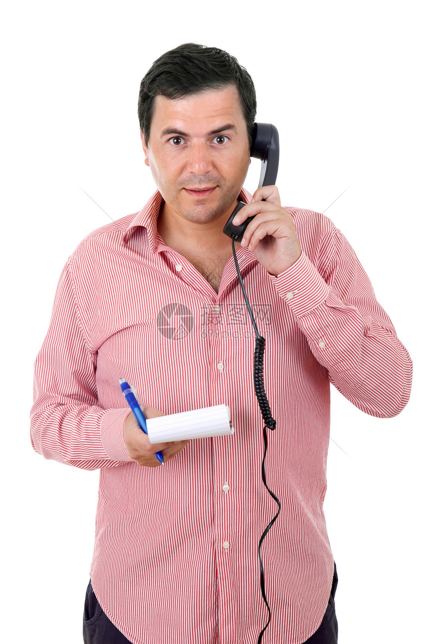 调来电话工作室拉丁成人笔记写作青年男性白色图片