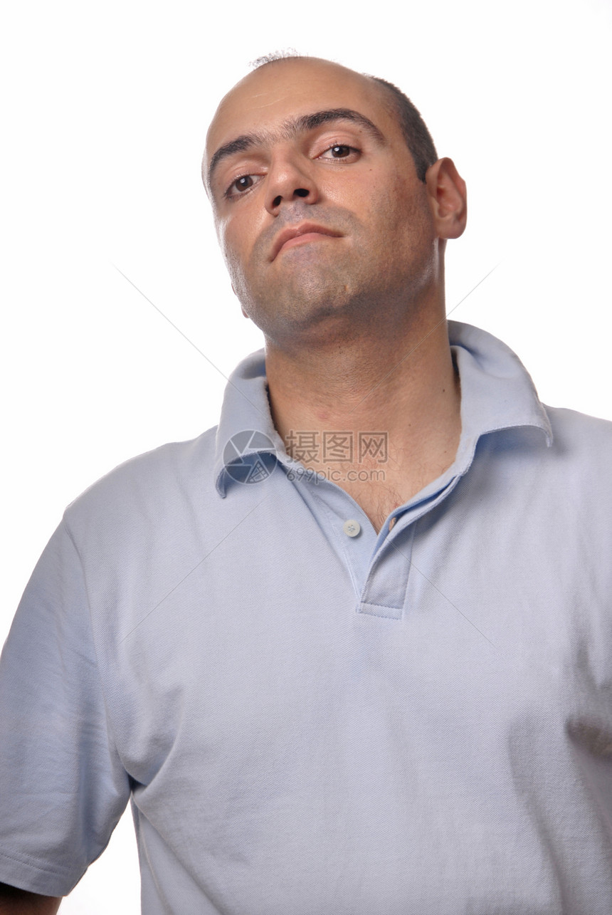 随意的白色棕色男生工作室男性头发冒充姿势眼睛悲哀图片
