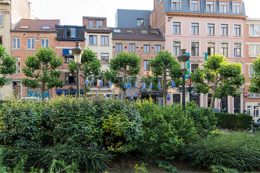 布鲁塞尔房子建筑天空奢华旅游地标金子石头街道蓝色图片