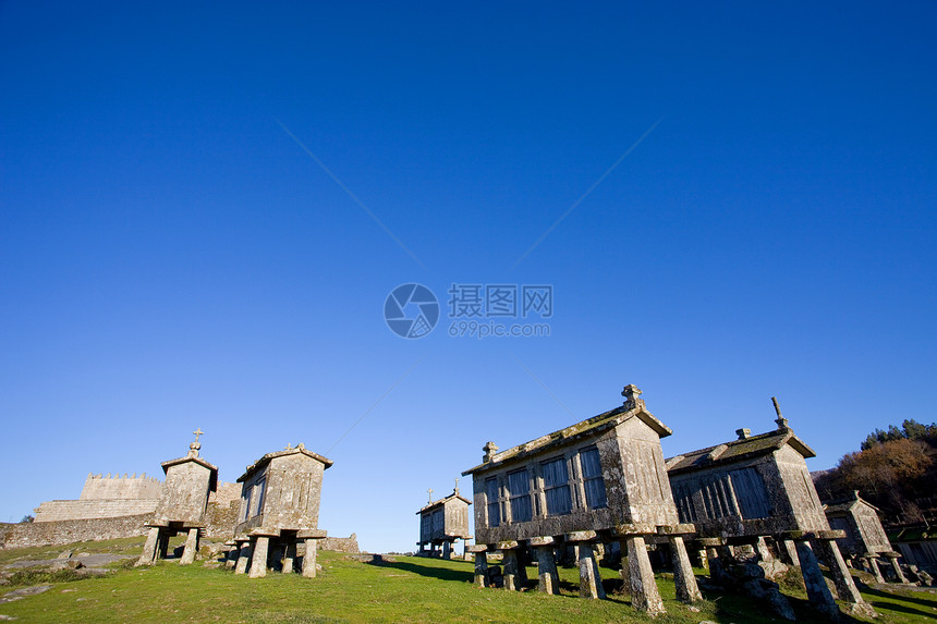 埃斯皮盖罗斯岩石花岗岩谷仓谷物天空纪念玉米热血房子蓝色图片