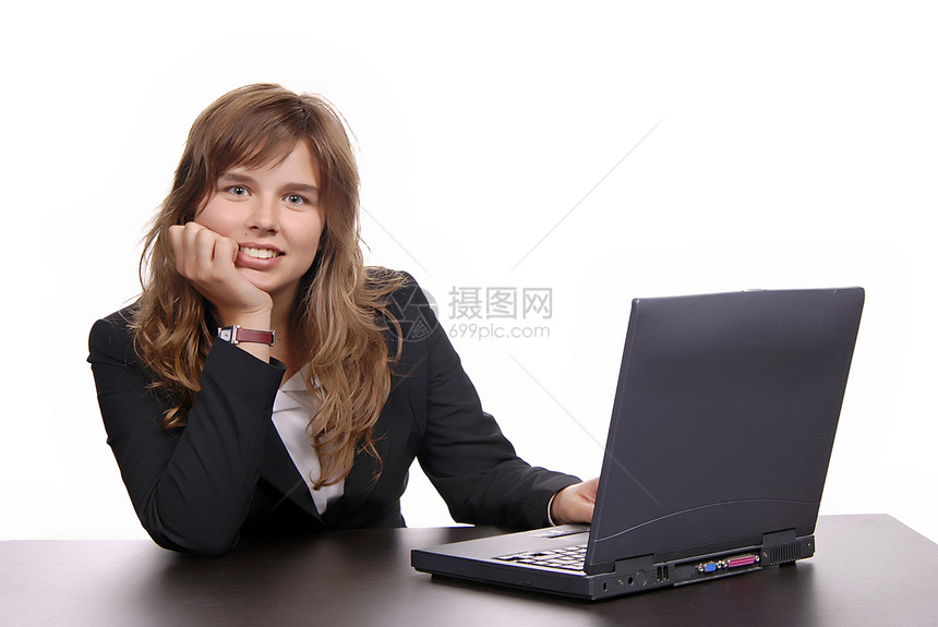 工作倾斜经理电脑女性领导者笔记本人士女士领导雇主图片