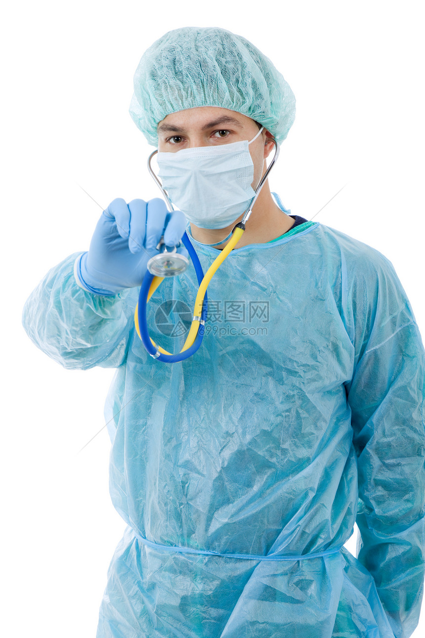 医生面具工作医疗蓝色工人保健冒充白色青年学生图片