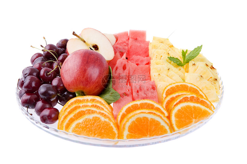 孤立的水果营养异国果汁菠萝维生素情调奇异果盘子橙子杂货店图片