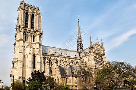 巴黎大教堂圣母会天空教会蓝色大教堂建筑黄色建筑学城市背景图片