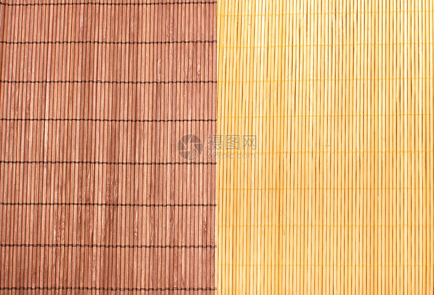 竹子棕色草垫作为抽象纹理背景构成柳条材料纤维寿司宏观木头芦苇风格传统小地毯图片