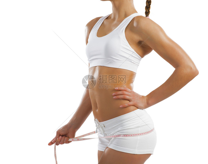 腰部的年轻运动女性女孩成人水果女士腹部数字组织重量橘皮营养图片