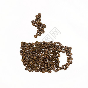 咖啡豆以杯子的形式堆叠背景图片