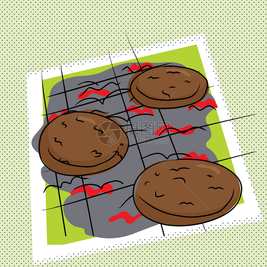 汉堡绘画馅饼野餐香肠剪贴插图草图炙烤涂鸦木炭图片