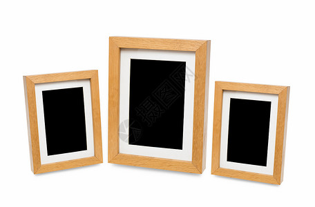 白色背景上孤立的木制照片框桌子记录装饰品剪贴簿艺术边界工艺风格绘画家具背景图片