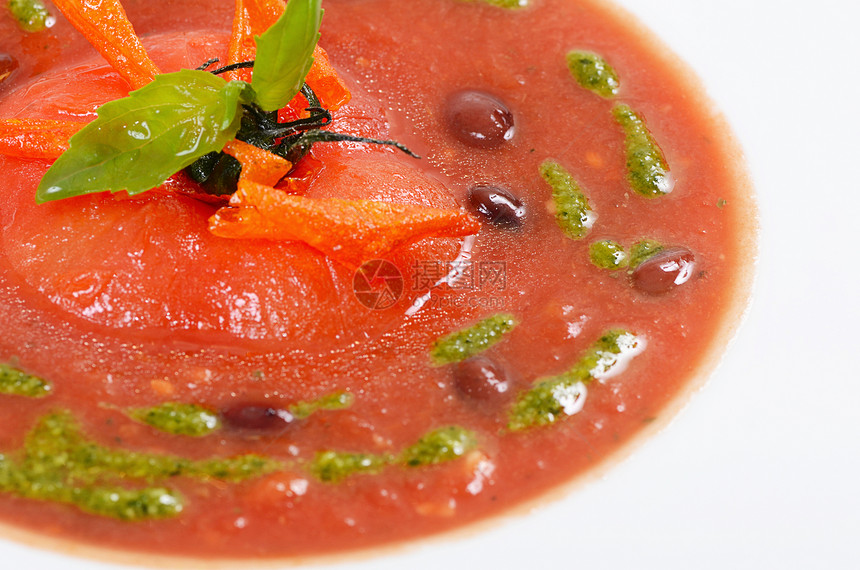 烤西红柿和的汤美食豆子草本植物叶子薄荷烹饪营养香蒜午餐肉汤图片