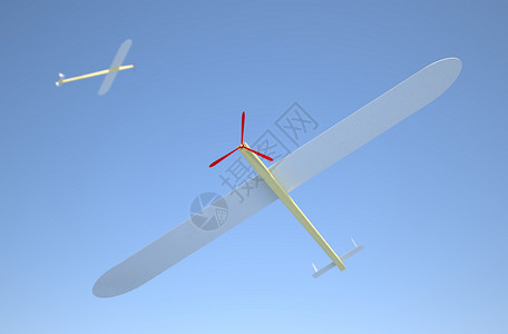 天空中的木制模型飞机背景图片