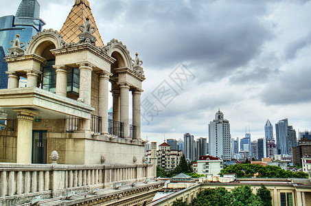 上海文化蓝色纪念碑艺术建筑石头中心旅行天空展览背景图片