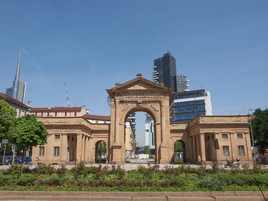 米兰努瓦港堡垒胜利建筑学城市城墙天际场景图片