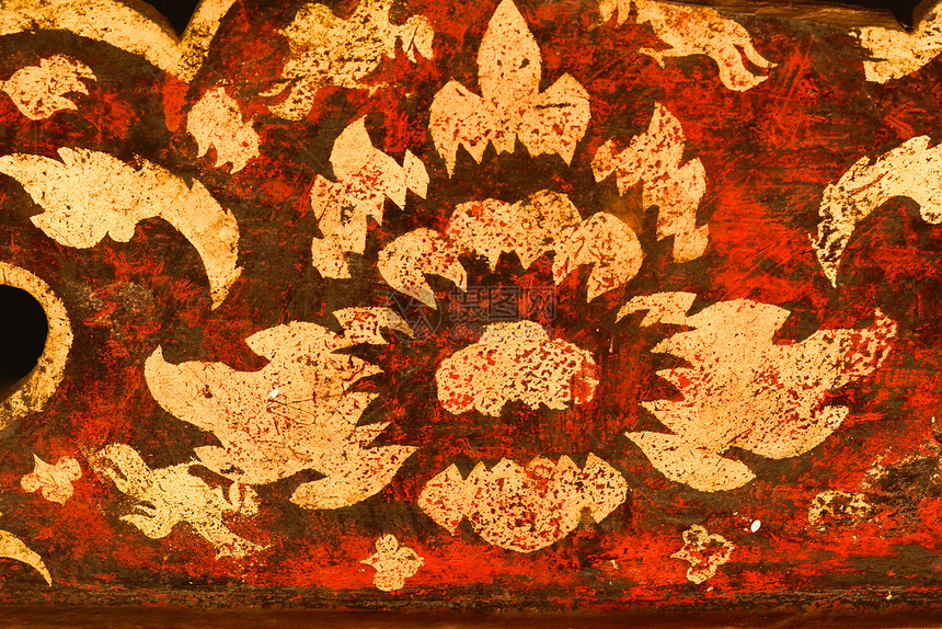 金色绘金画古董金子手工文化竹子装饰品红色工作宝石棕色图片
