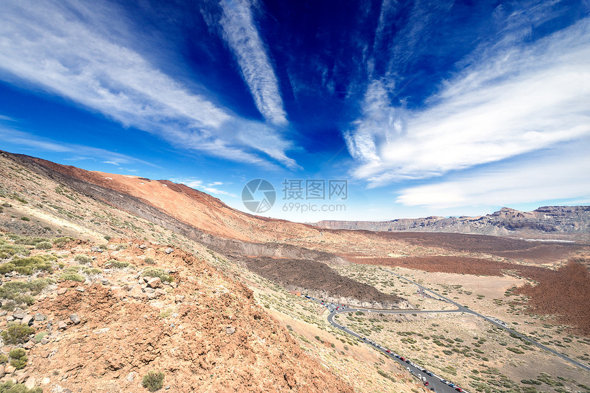 硫化火山附近的山地景观图片