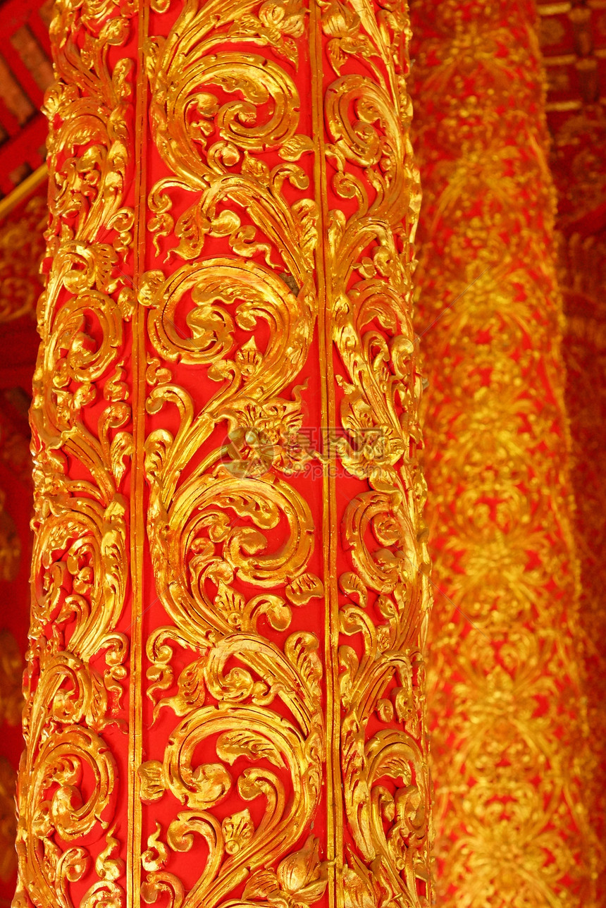 金金柱装饰品镜子文化古董宝石棕色手工红色艺术金子图片