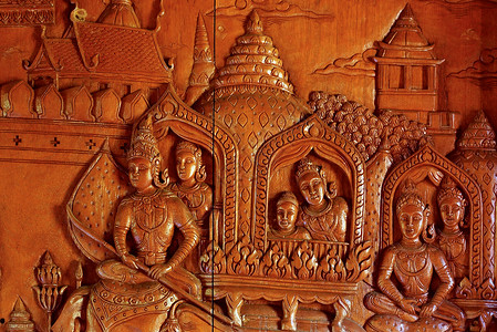 木艺文化手工竹子棕色艺术古董金子雕刻奢华木头背景图片