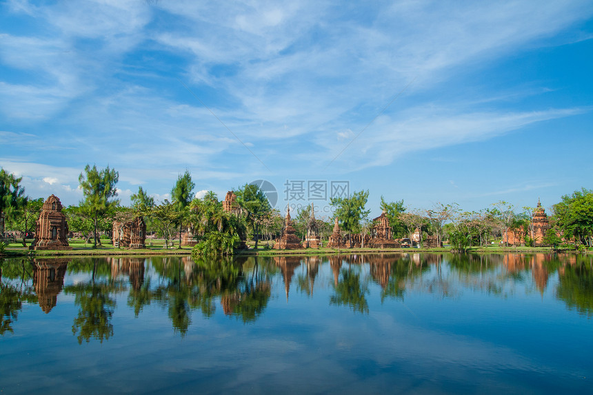 古代城市王国蓝色公园反射建筑佛教徒地标文化异国建筑学图片