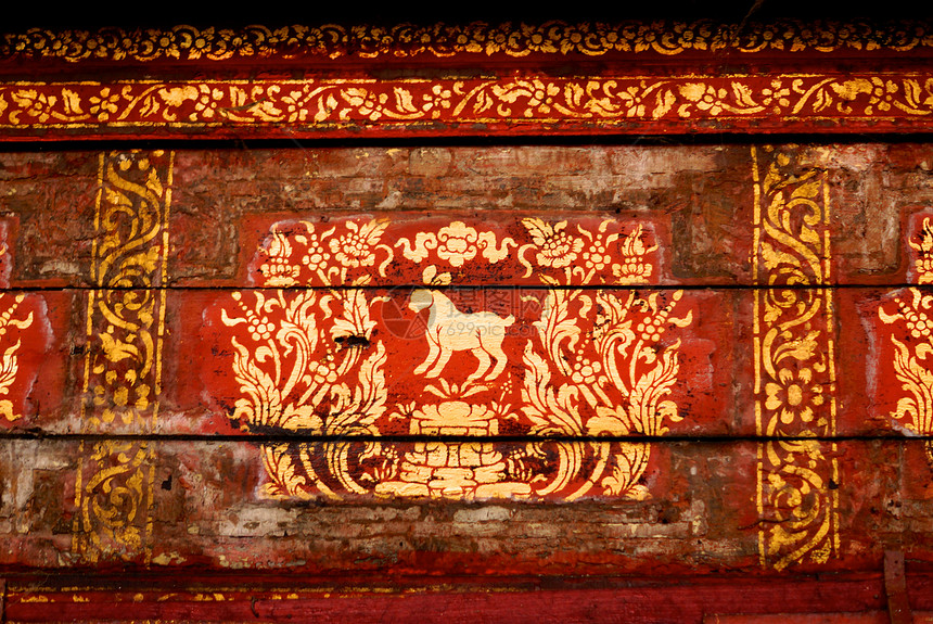 金色绘金画手工红色竹子宝石古董奢华镜子艺术装饰品金子图片