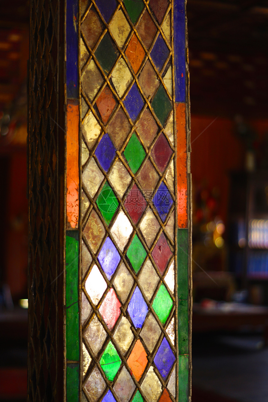 古泰艺术金子古董竹子工作手工奢华镜子红色宝石文化图片