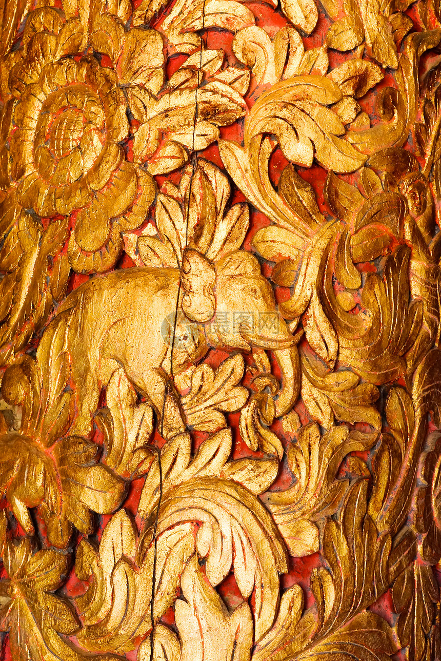 金金柱金子文化雕刻手工艺术奢华古董工作木头棕色图片
