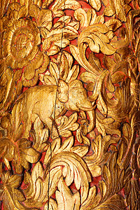 金金柱竹子棕色文化奢华木头金子古董手工工作雕刻背景图片