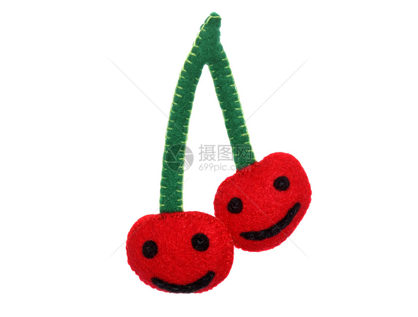 樱桃微笑玩物乐趣红色羊毛水果手工毛毡玩具图片