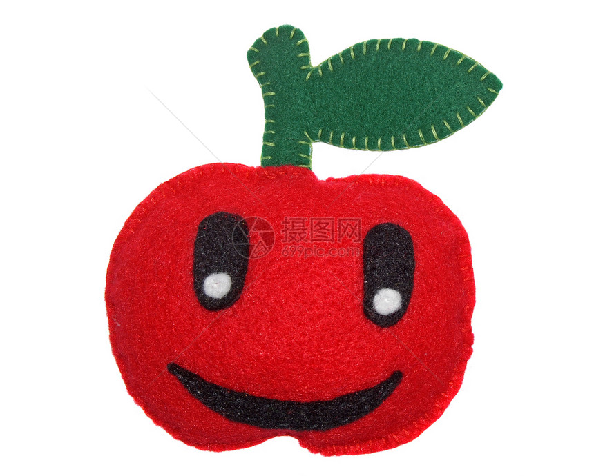 苹果红色毛毡玩具羊毛果实手工微笑玩物水果图片