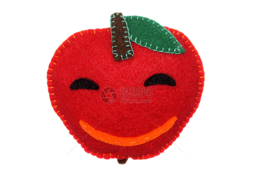 苹果玩具羊毛玩物微笑红色乐趣毛毡水果手工图片