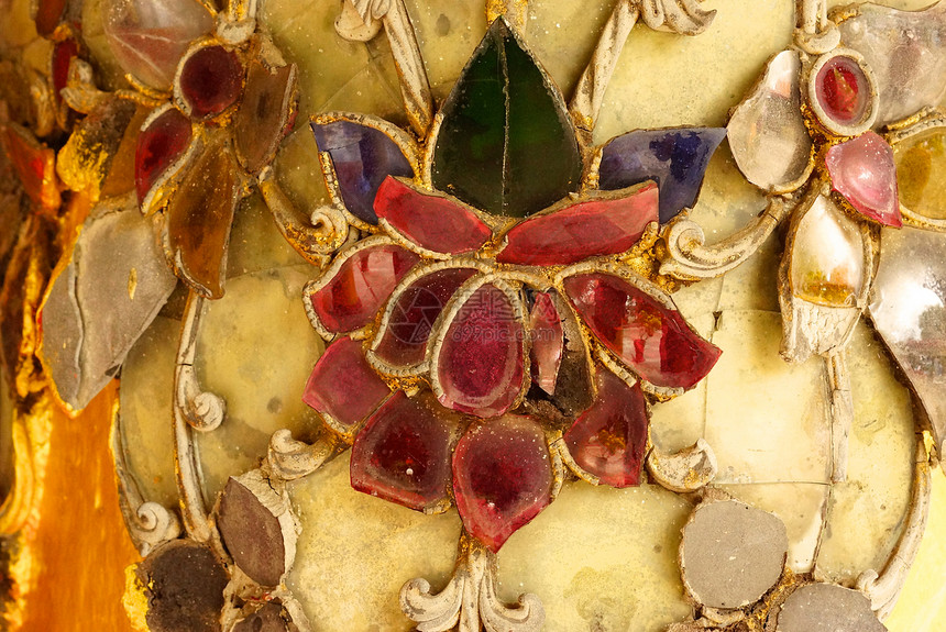 古泰艺术红色金子工作装饰品奢华手工文化棕色镜子竹子图片
