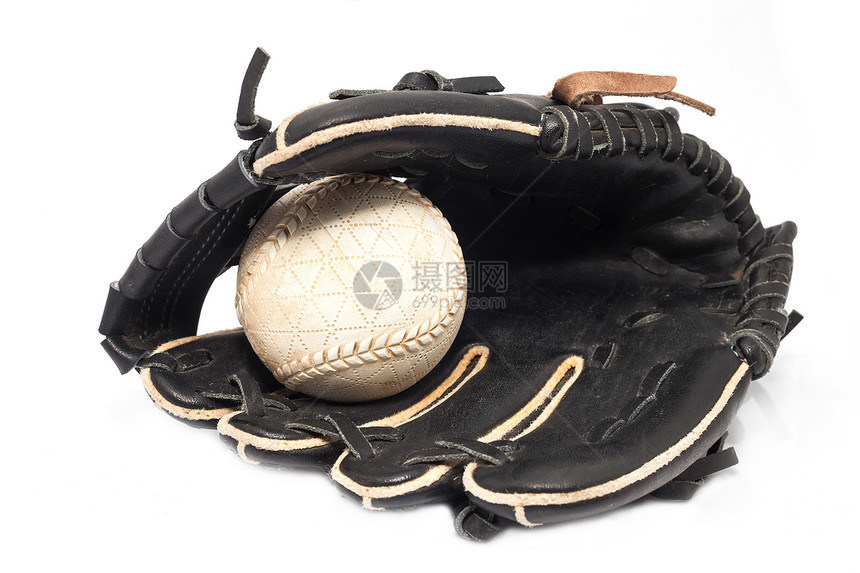 棒球棒球手套运动蕾丝棕色皮革白色花边图片