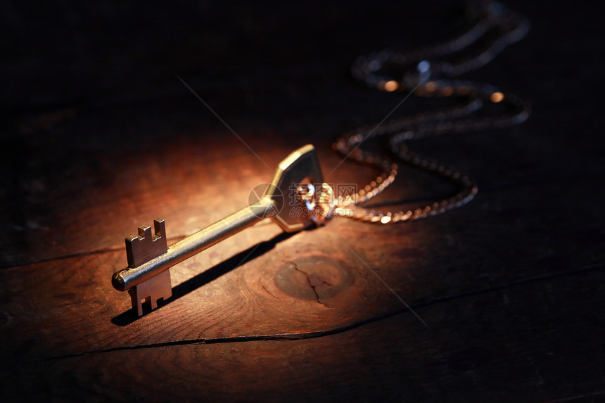 木的密钥键商业成功安全秘密木头钥匙金子金属古董对象图片