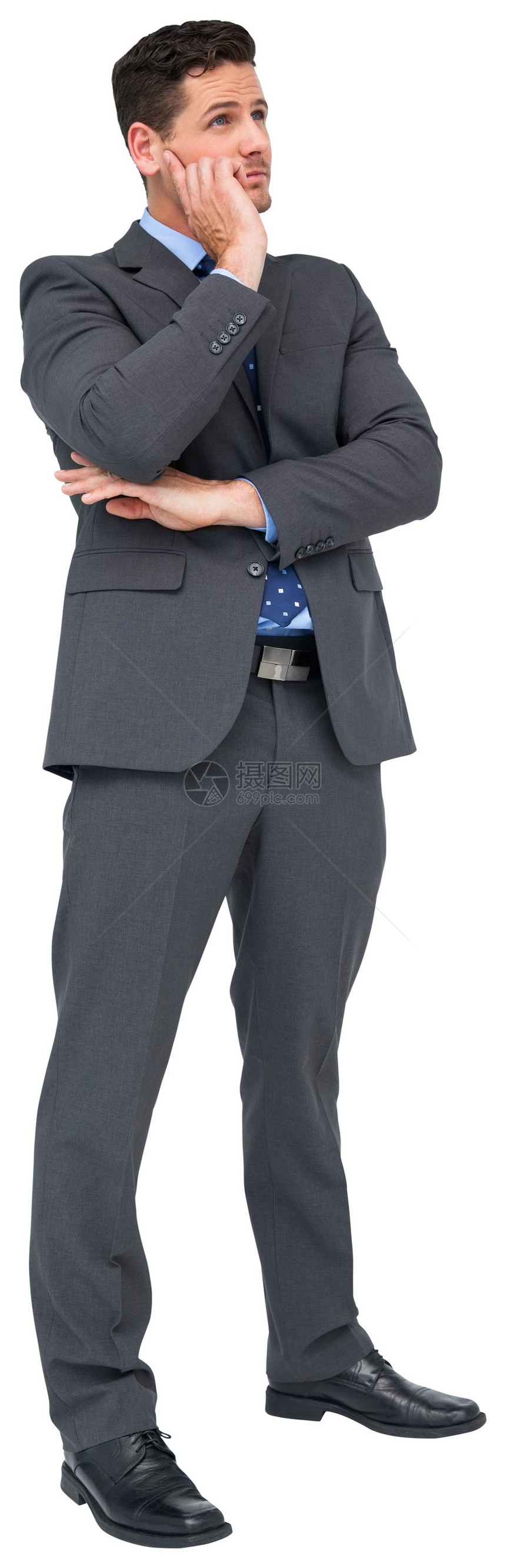 穿灰色西装思考商务人士职业思维商业公司男性专注商务人士男人图片