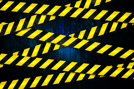 黄色和黑黑色警戒带磁带计算机警戒带绘图警告危险冒险警戒线蓝色背景图片