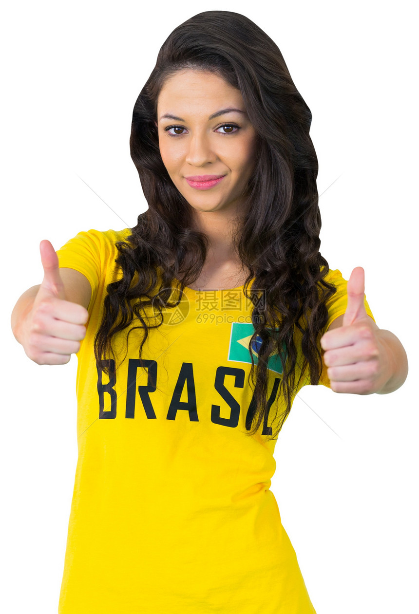 穿胸罩T恤的漂亮的足球球迷双手女性杯子快乐世界扇子影棚支持者观众绿色图片