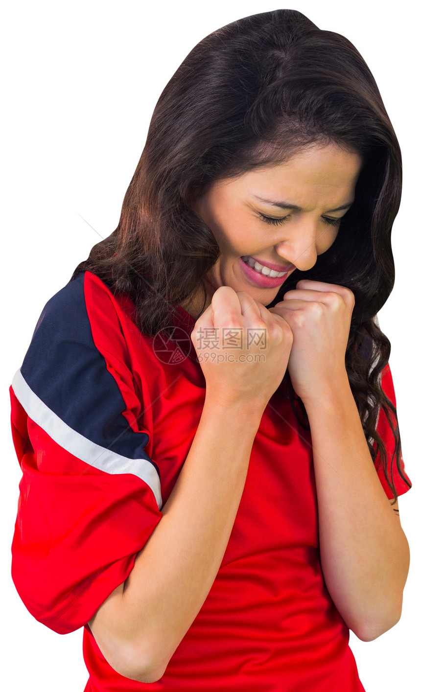 红红色的加油足球球迷杯子获奖活力欣快感胜利混血支持者欢呼快乐扇子图片